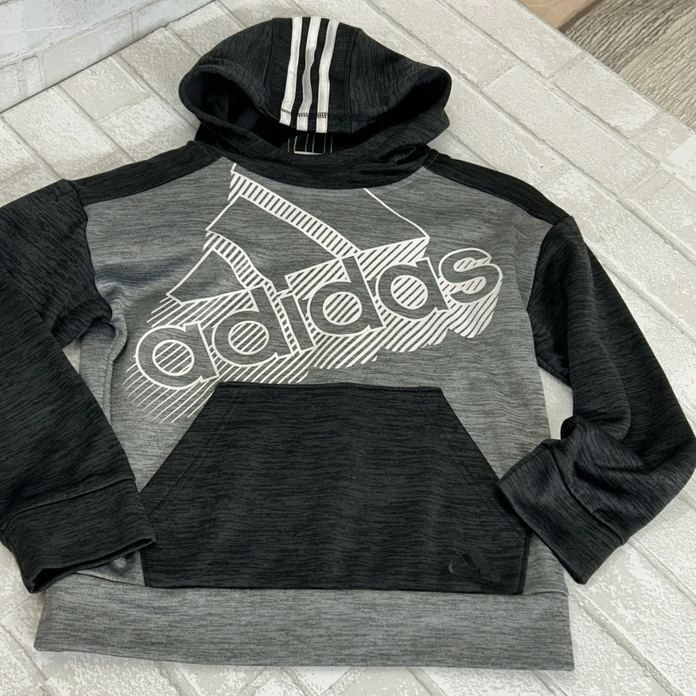 Adidas Charcoal and Black Logo Hoodie